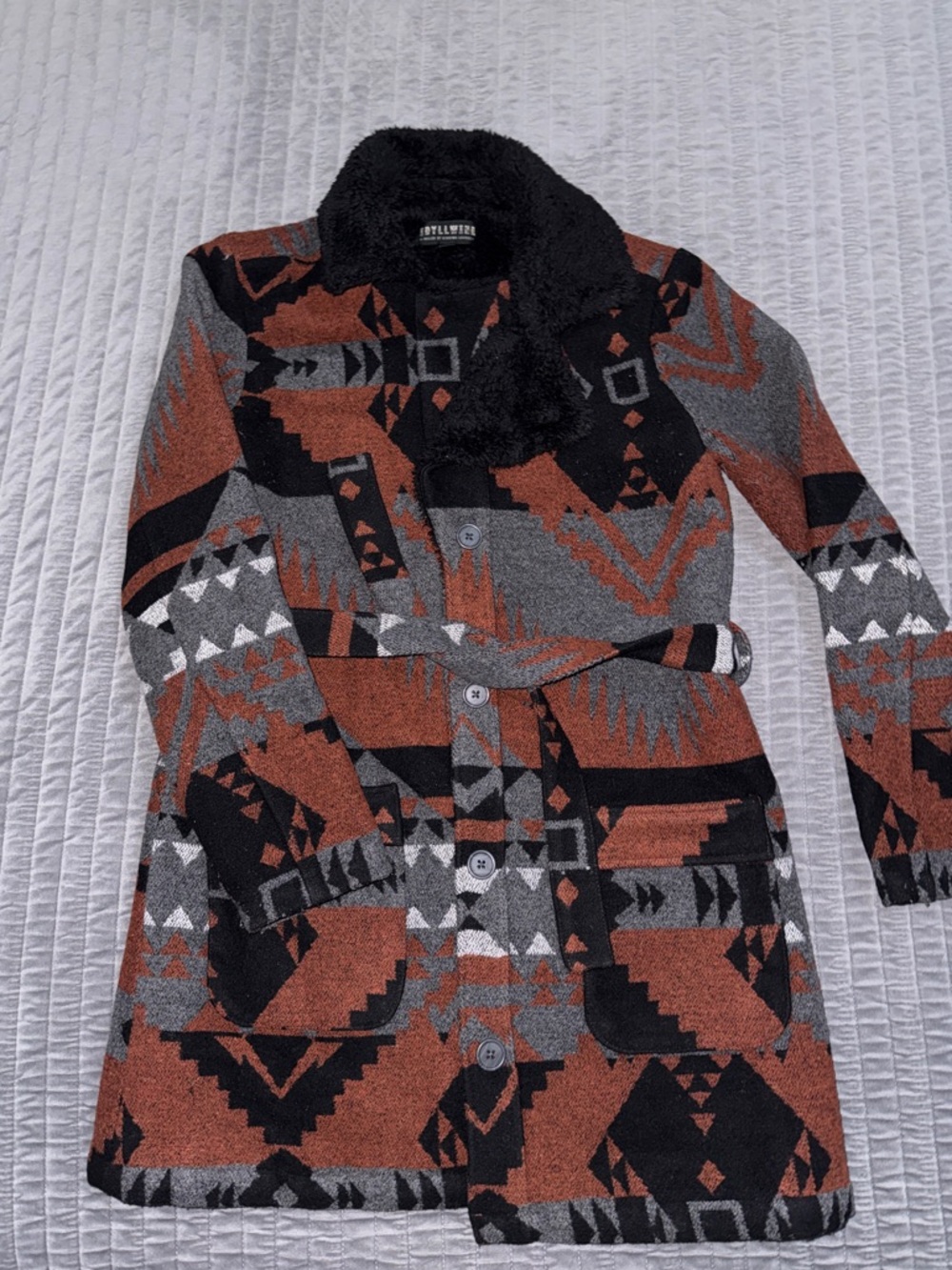 Idyllwind Bootbarn Cozy Sherpa-Lined Aztec Cardigan Jacket - Black & Rust
